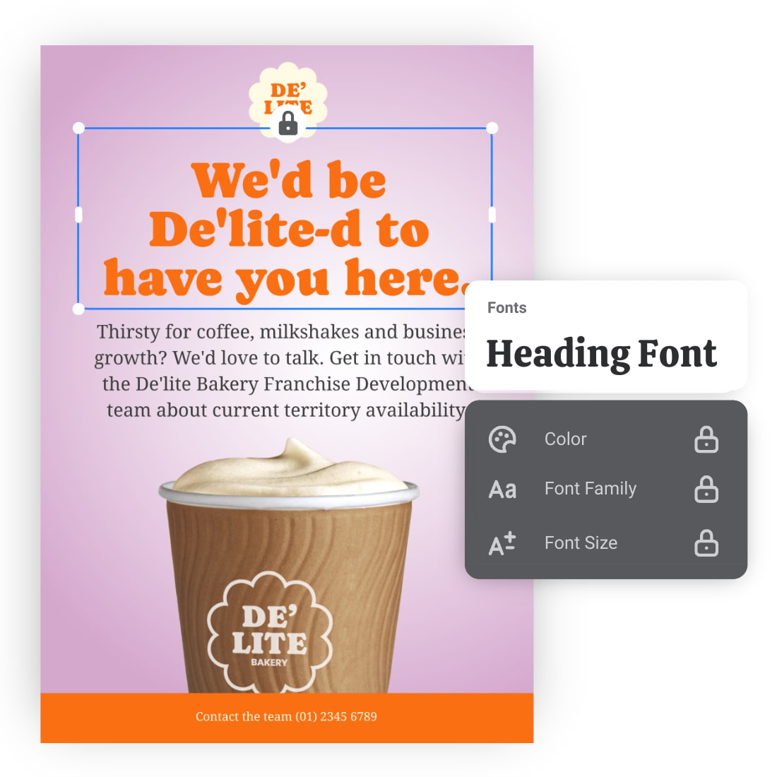 Local Area Marketing Portal Template locking UI example